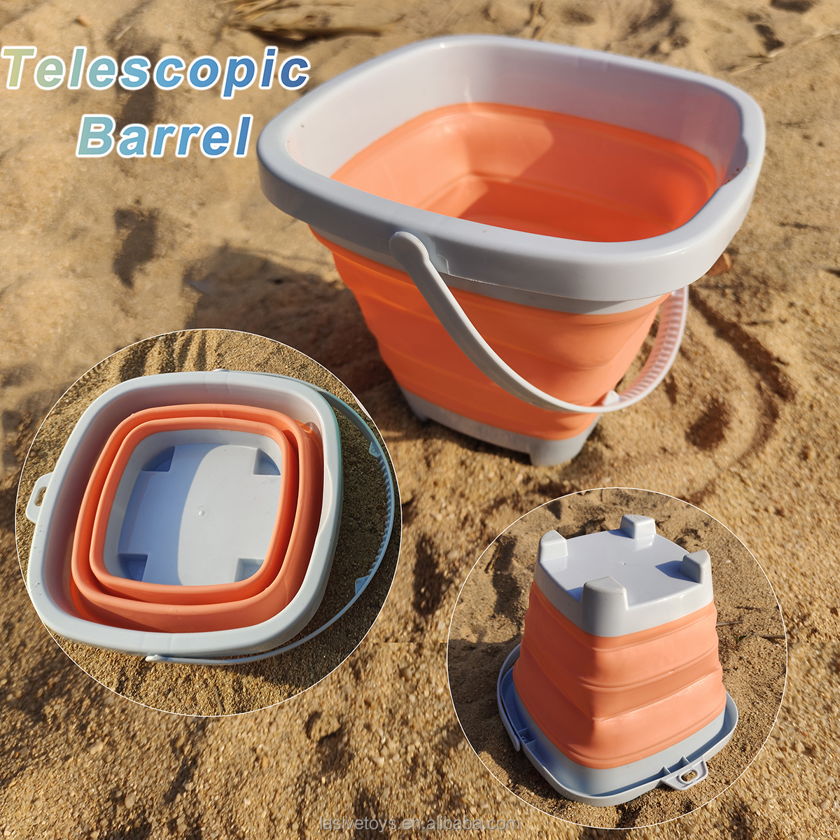 Orange Foldable Beach Bucket-2L