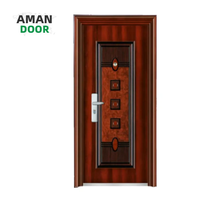 AMAN pintu baja dekoratif pintu kayu logam keamanan pintu