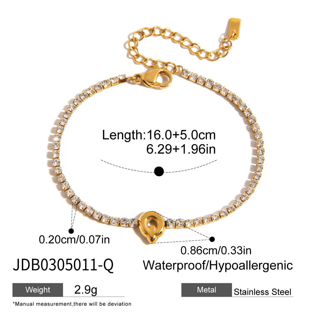 Bracelet Lettre Zircon-Q