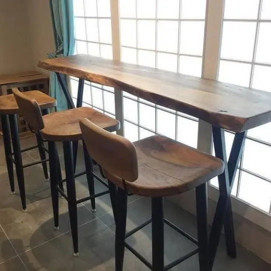 Marco de diseño industrial rústico restaurante de madera metal pub comedor bar mesa de restaurante