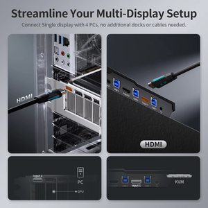 TESmart USB 3.0 HDMI KVM交换机1显示器4台电脑4K @ 60Hz L/R音频和麦克风4端口EDID仿真器四路4x1 KVM - Product Image 6