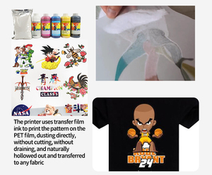 Cao cấp A3 + <span class=keywords><strong>Double</strong></span> <span class=keywords><strong>Sided</strong></span> pretreat Pet Giấy Truyền Nhiệt rõ ràng <span class=keywords><strong>Glossy</strong></span> dtf phim cuộn cho hot Peel cho hàng dệt may & quần áo vật nuôi - Product Image 2