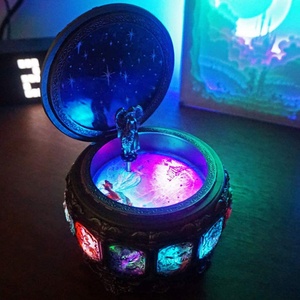 Custom Vintage <strong>Wind</strong> <strong>up</strong> Constellations Rotating Goddess Twinkling Resin Carved Mechanism Music Box with <strong>LED</strong> - Product Image 2