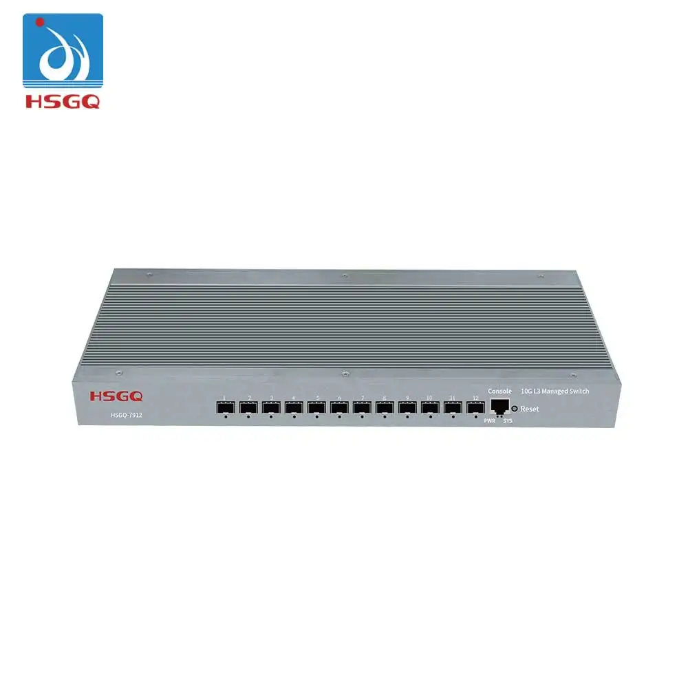 جهاز تبديل صناعي منظم 10G L3 من 12 منفذ ftth OEM/ODM layer HSGQ-7912 12 منفذ 10G L3 مفتاح صناعي منظم