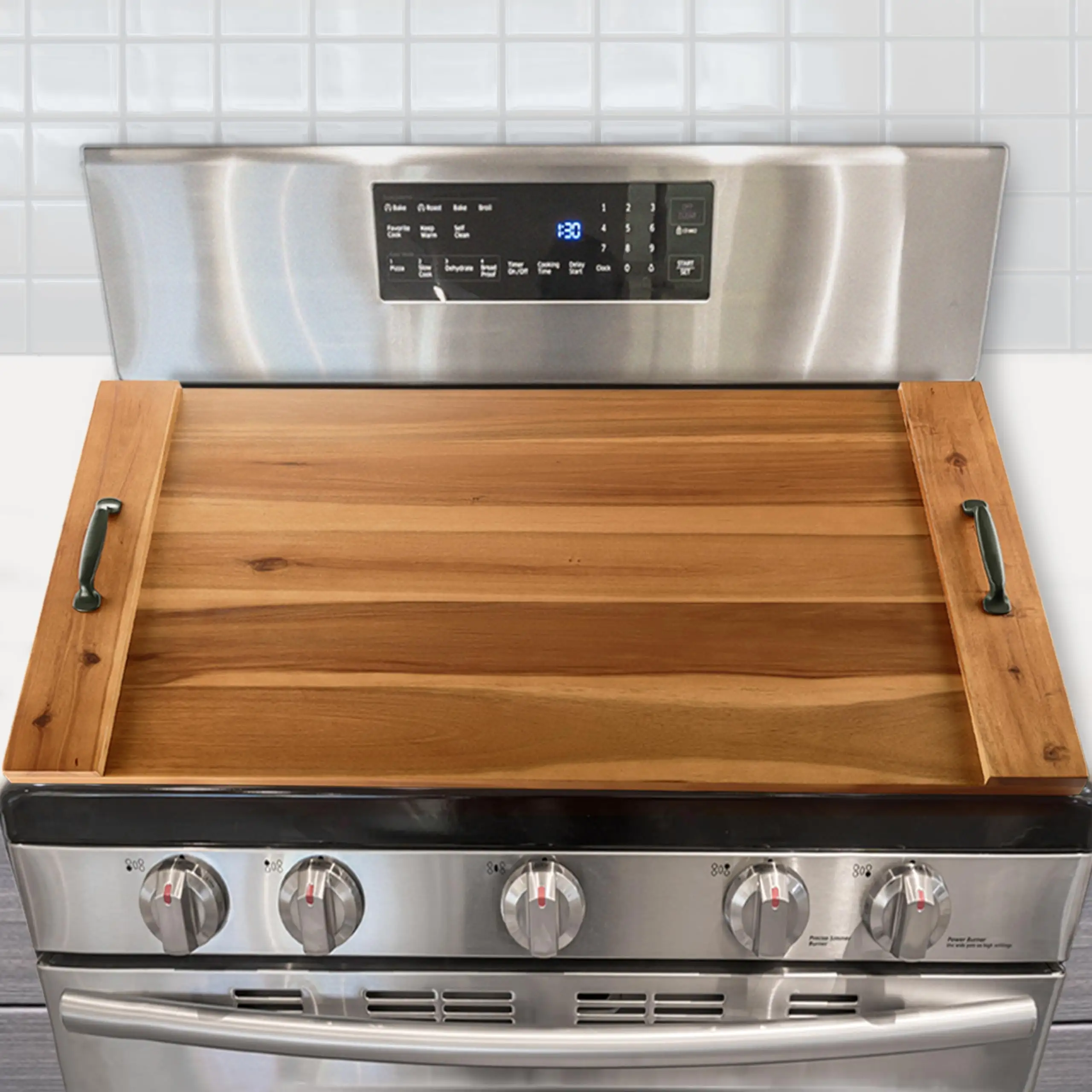 Placa de macarrão esculpida à mão personalizada para fogão, placa de madeira de acácia artesanal, tampa superior para fogão, tendência quente