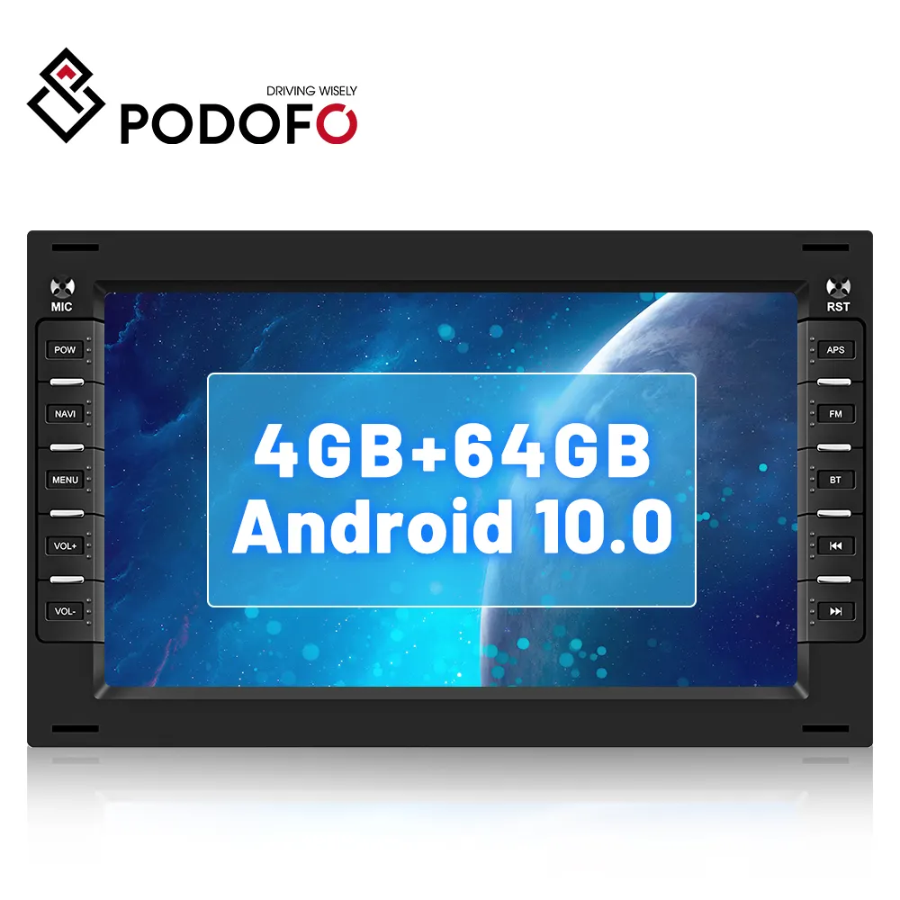 Podofo 8 Core 2 Din Android 13 Radio de coche 7 pulgadas 4 + 64GB IPS pantalla táctil AI Voice Android Auto Carplay Hi-Res GPS para VW/BORA