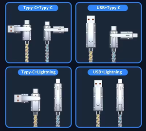 180度旋转RGB 6A数据线兼容不同的手机和iPhone，具有USB和iPhone端口 - Product Image 2