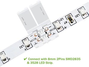 ESann şerit Led PCB hızlı bağlantı 2Pin için 8mm 10mm geniş 3528 2835 tek renk <span class=keywords><strong>Flex</strong></span> LED şeritler