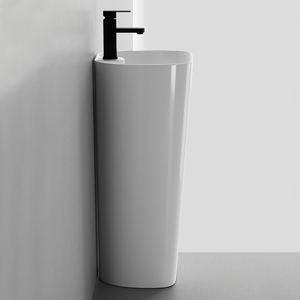 欧式光滑白色装饰基座水槽潮州陶瓷窄基座盆 - Product Image 3