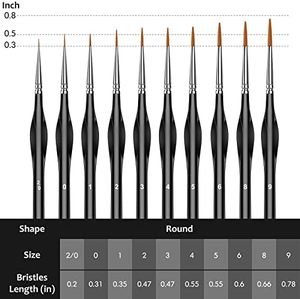 Set of 10 Micro Paint <strong>Brushes</strong> with Triangular Nylon Handles for Chinese Painting on Acrylic Watercolor Crafts Models - Product Image 2