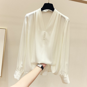 Dropshipping Supplier Young Girls Fashion Office Lady Fashion Chiffon Elegant <strong>White</strong> <strong>Blouses</strong> Women
