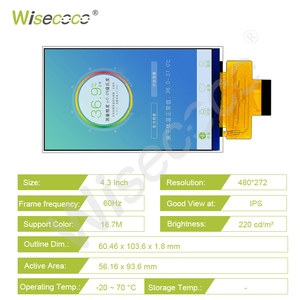 Wisecoco Hmi Uart Display RS485 Touch opzionale modulo Lcd Display RS232 4.3 pollici TFT modulo schermo seriale per industriale - Product Image 4