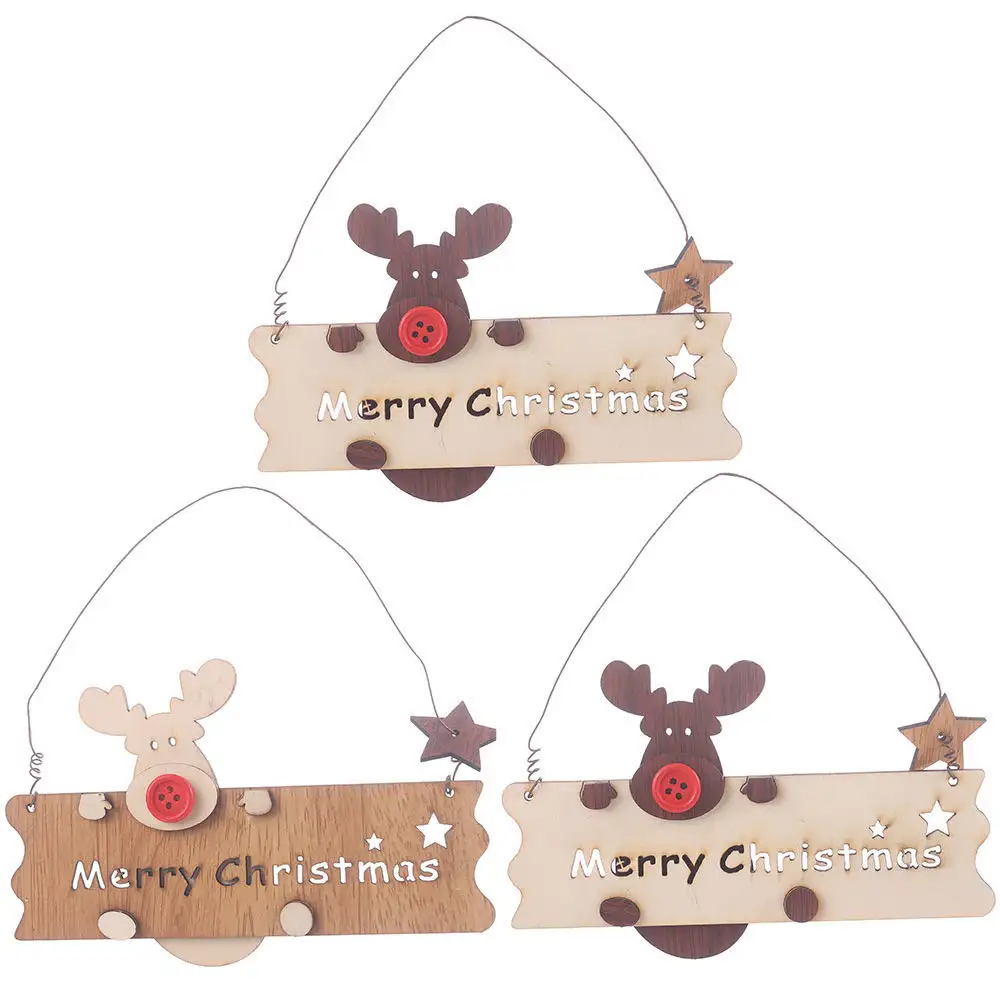 Suministros de decoración de Feliz Navidad, novedad, colgante con letras pintadas, adorno de árbol de Navidad para el hogar de madera