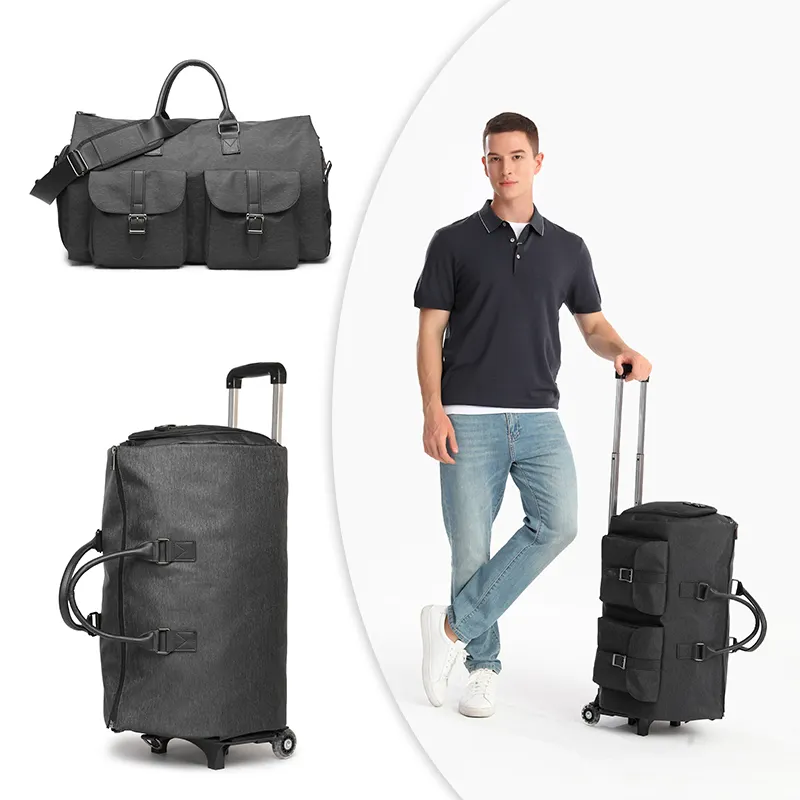 Custom Duffel Bag Large Capacity Luggage Waterproof Portable Duffel Trolley Travel Bag with wheels