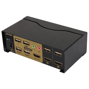 VCOM 2 in <strong>1</strong> Out HDMI <strong>KVM</strong> Switcher Hotkey Ir Remote Control Dual Computer to Monitor 4K Keyboard USB <strong>Switch</strong>