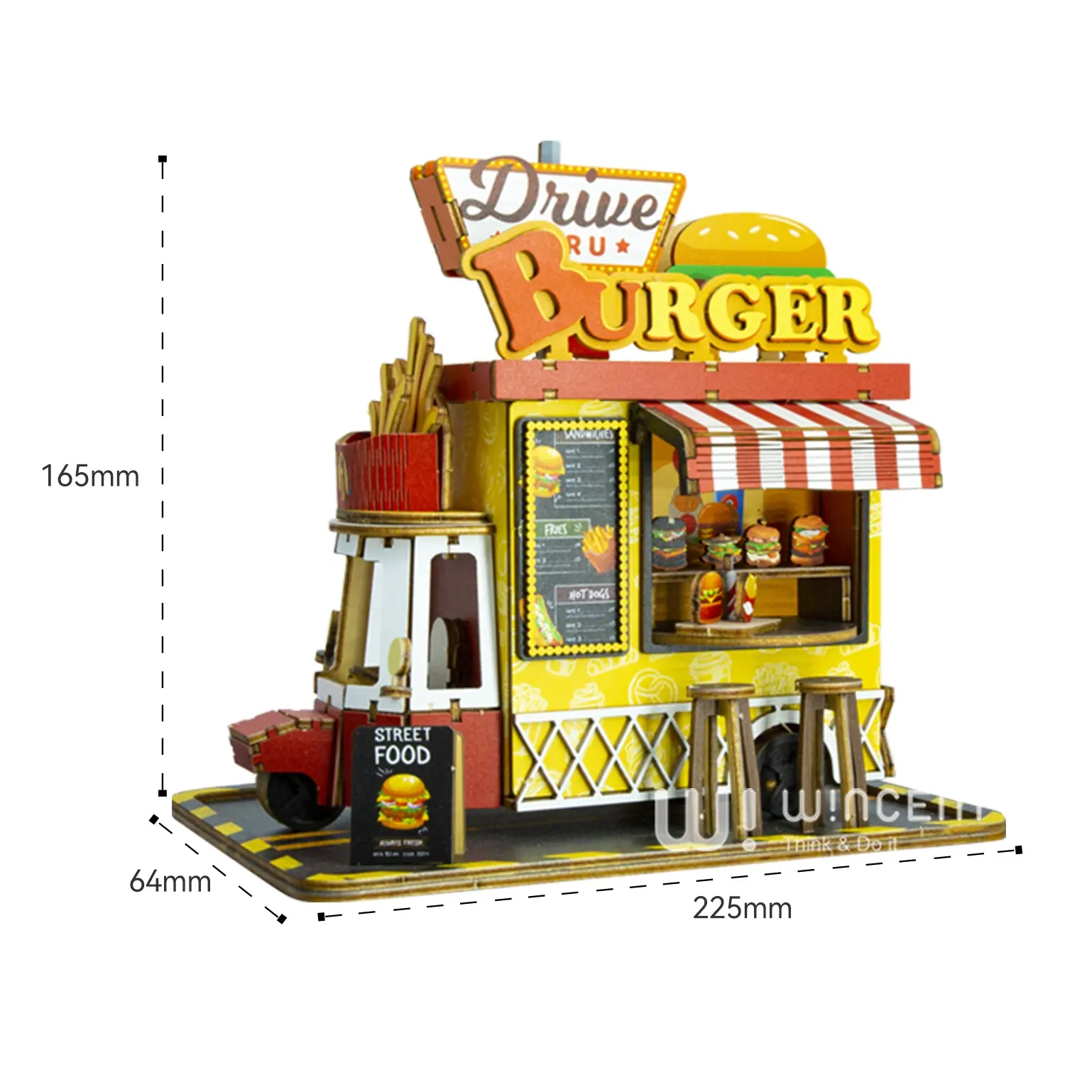 Wincent Brand New DIY Montar Brinquedos Burger caminhão Miniatura 3d madeira Doll House modelo quebra-cabeças para adulto