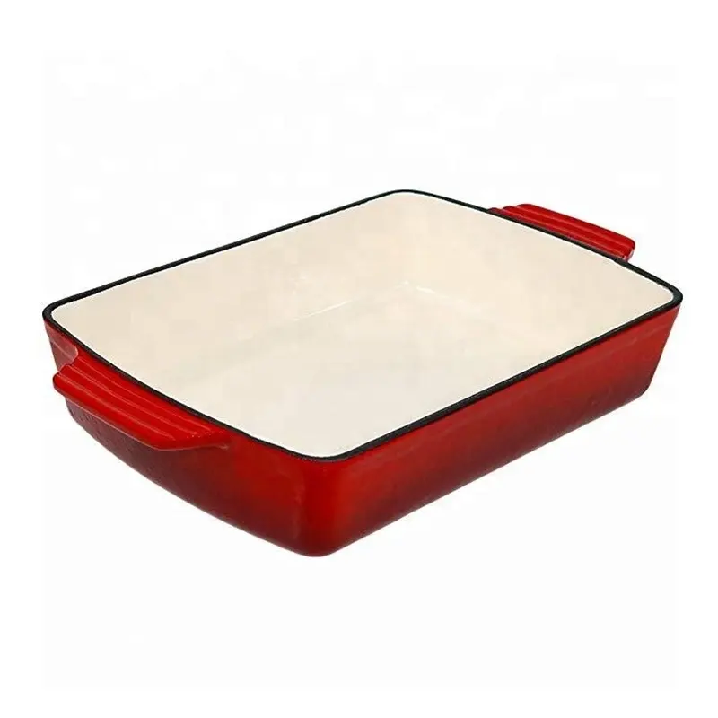 Wholesale Cheap Baguette Enamel Cast Iron Rectangular Roaster Dish/ Baking Tray