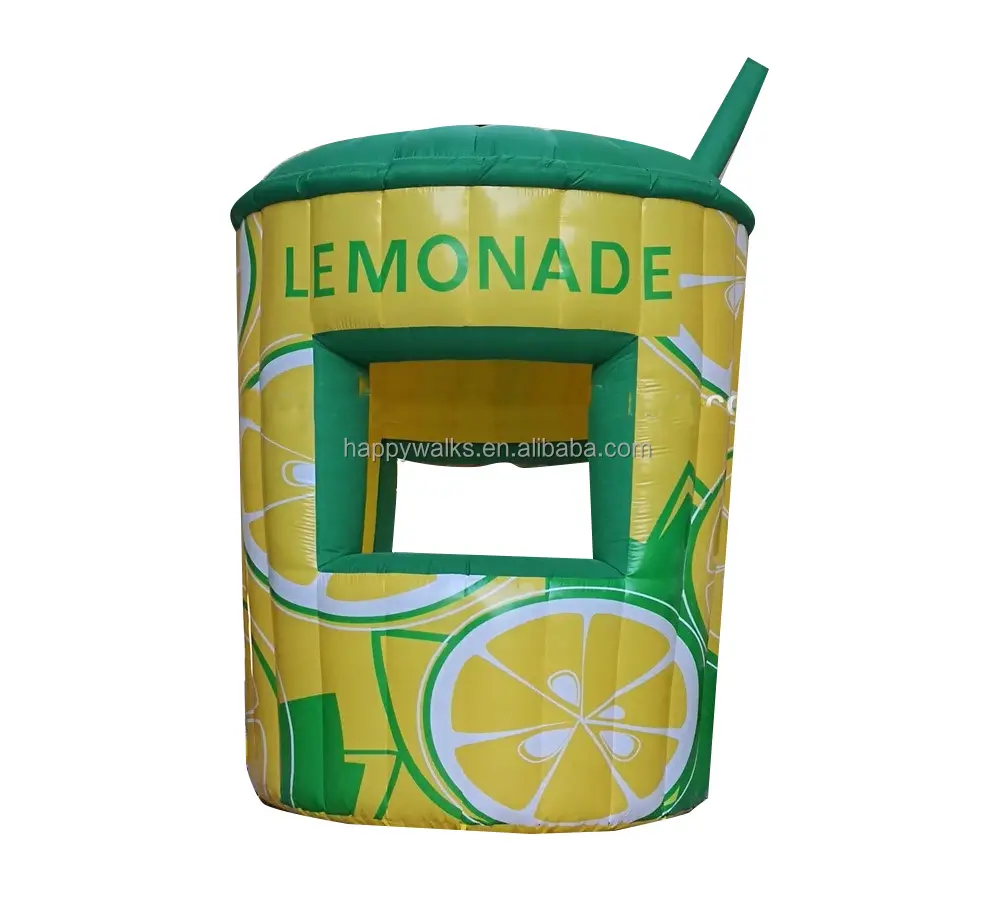 Portable Outdoor Yellow and Green Inflatable Lemon booth Inflatable Lemonade exhibition Stand for sale