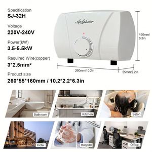Anlabeier Cheap Price Stepless Manual Control 550kW 220V Two Outlet Options ELCB Instant Small Electric Water <strong>Heater</strong> - Product Image 2
