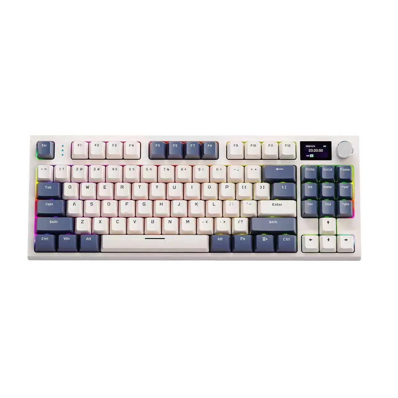 Le clavier de jeu mécanique K86 RGB avec écran couleur intelligent prend en charge le clavier de jeu sans fil remplaçable à chaud