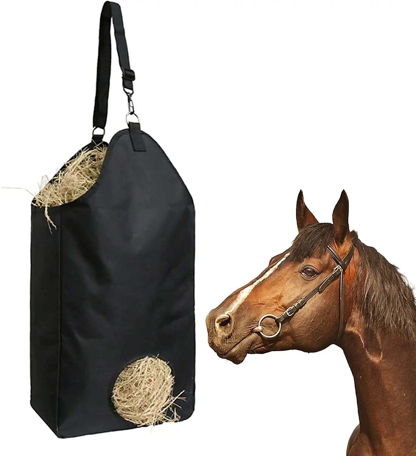 Hooi Feeder Tas Voor Paarden, Zwarte Feeder, Hangende Feeder Mesh Bodem Kraam Aanhangwagen Hooi Zakken