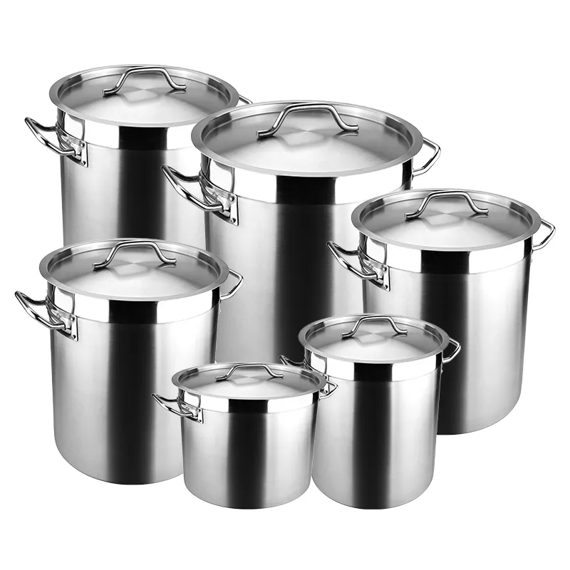 Factory outlet Aço Inoxidável 3 Camada Composto Bottom Soup Pot com Tampa Tall Tanque De Armazenamento Brew Bucket