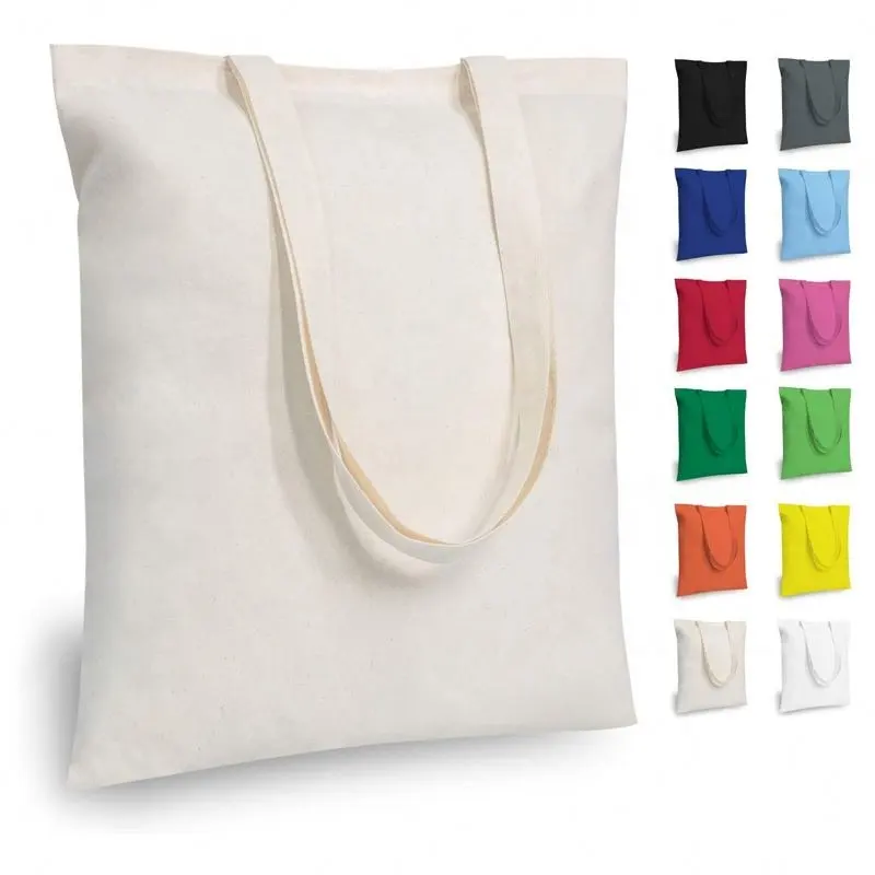 Venta al por mayor en blanco gran logotipo personalizado reutilizable comestibles impreso poliéster algodón tela lona bolsas de compras