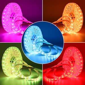 Регулируемый RGB IP20 5 м DC12V SMD 5050 Светодиодная лента комплект Wi-Fi приложение пульт дистанционного управления гибкий алюминиевый корпус 12 В входное напряжение - Product Image 2
