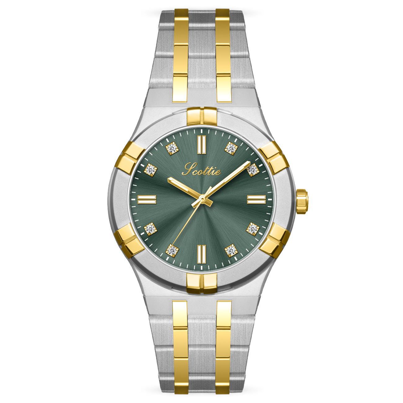 Vert foncé + or + argent