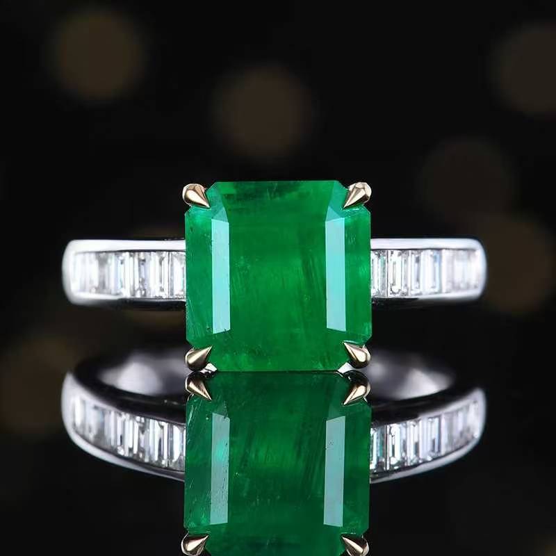 18K gold Natural emerald ring