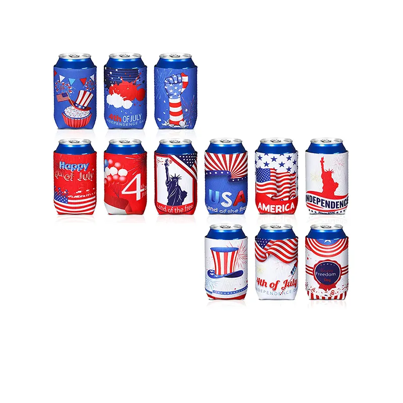 Personalizado Día DE LA Independencia de América Neopreno Stubby Holder Beer Can Cover Cooler Personalizado