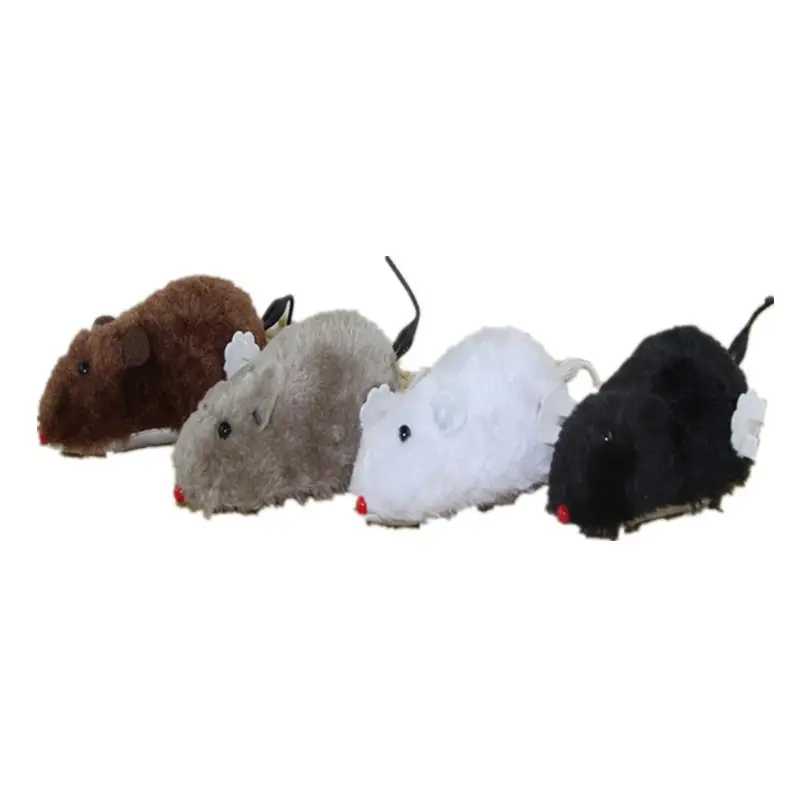 Engraçado Interativo Pet para Gato Brinquedos Pet Cão para Gato Plush Funny Toy Mouse Animal Clockwork Primavera Wind Up running mouse