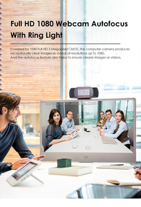 1080P FHD Video USB Computer Webcam CMOS Imaging Sensor Eingebautes Mikrofon für PC Einfache Installation für Live-Streaming-Konferenzen - Product Image 4