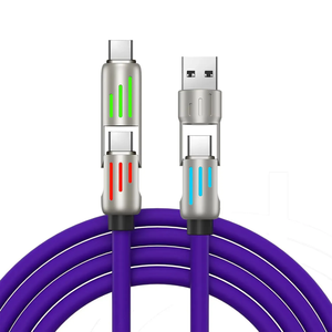 トレンドの新しい亜鉛合金マルチUsb C4In1急速充電ケーブル2in2シリコンタイプc240W充電器データケーブル携帯電話用