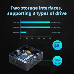 AWOWミニデスクトップPC Intel Celeron J3455クアッドコア6GB LPDDR4 128GB SSDデュアルバンドWiFi新しい米国/EUプラグ - Product Image 3