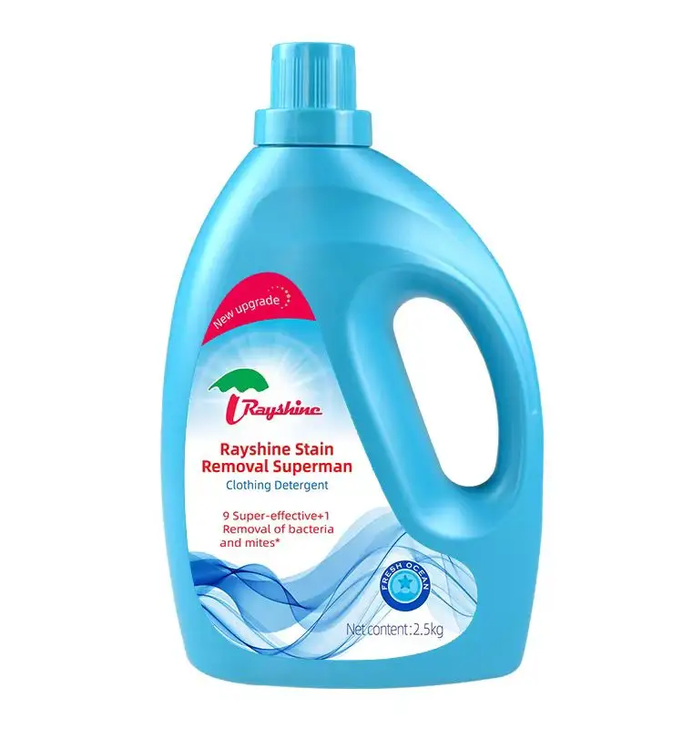 Venda quente Fresh Ocean fragrância 9 Super eficaz lavanderia detergente líquido para lavagem de pano 2.5KG/Garrafa