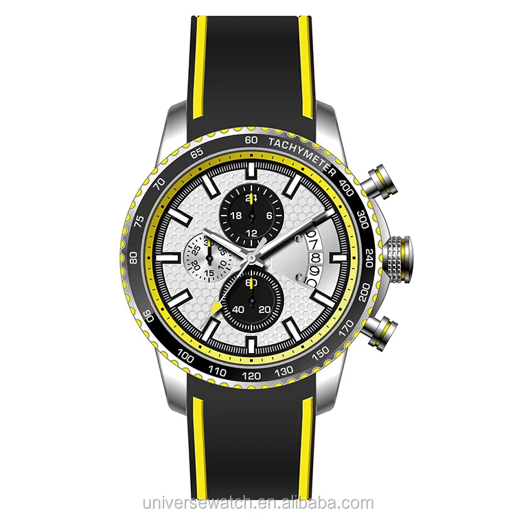 ステンレススチールバック耐水性腕時計メンズスポーツクロノグラフ中国時計工場