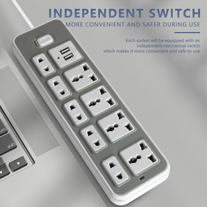 Enchufe de cable de extensión múltiple, toma Universal de 2M, interruptor Individual, tira de alimentación eléctrica de sobremesa - Product Image 3