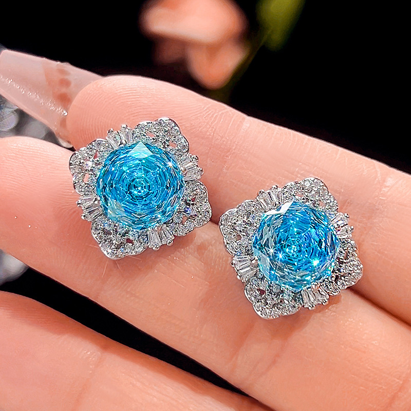 Navy blue ear studs