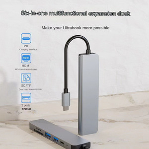 华为macbook的6合1 c型坞站双屏双显示适配器集线器USB C型笔记本电脑坞站 - Product Image 5