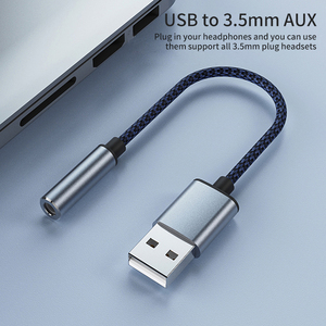 USB到3.5音频插孔适配器声卡插孔音频适配器，带3.5毫米Aux立体声转换器兼容耳机PC Linux PS4 - Product Image 3