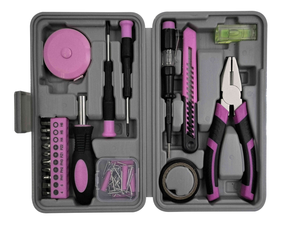 PeaktopスモールDIY家庭用ミニツールセットスターターベーシックレディースDIYツール女性用ピンクツールキット - Product Image 3