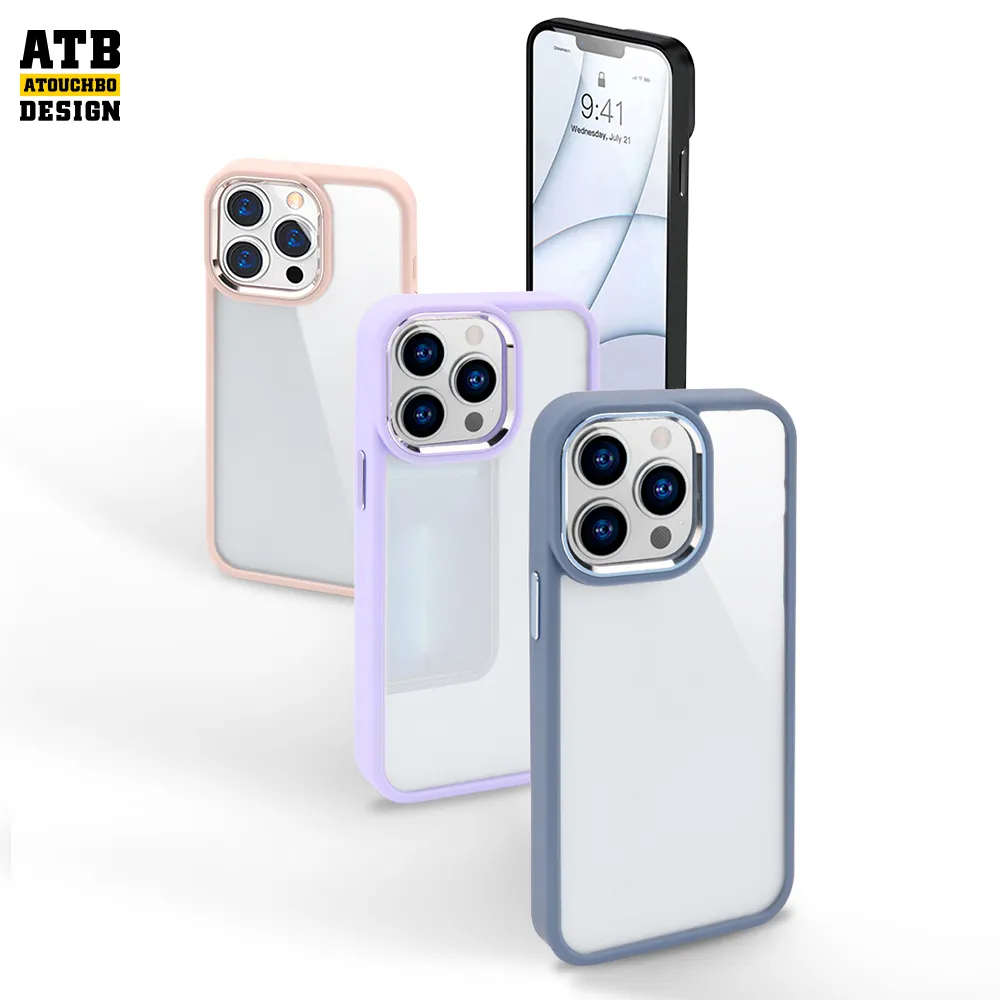 Atouchbo casing ponsel transparan, pelindung HP 2024 TPU anti syok untuk iPhone 14 15