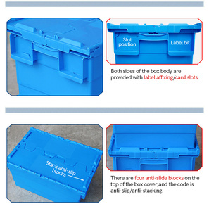 Bolsas de plástico estables para ahorro de espacio, caja de plástico de transporte, almacenamiento de almacenamiento, cajas grandes de plástico con tapa
