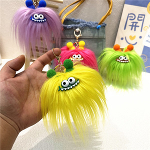 网红可爱卡通钥匙扣毛绒玩具吊坠包卡通仿皮草Pom Pom Flurry汽车绒球毛绒钥匙扣