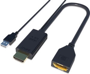 4K 60hz HDMI至显示端口转换器适配器电缆，带USB电源，HDMI至DP适配器，适用于配备HDMI的系统
