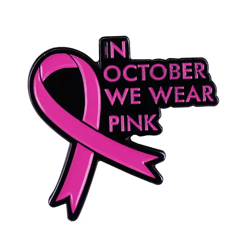 На заказ октября мы носим розовые булавки, металлический штампованный мягкий эмалированный значок для информирования о раке груди из розовой ленты