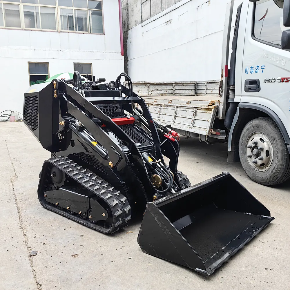 Consegna veloce EPA/CE Mini Skid Steer Loader 300kg 500kg idraulico Diesel Crawler Mini Skid Steer Loader allegati