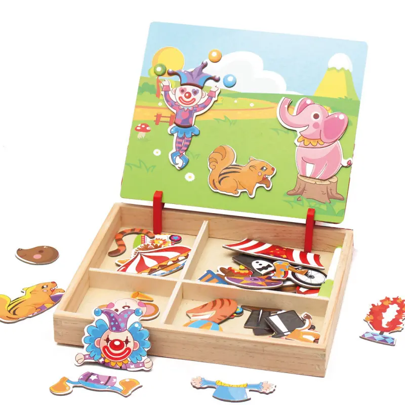 Vendita calda in legno vestire Puzzle Box giocattoli per bambini multifunzionale apprendimento fai da te educativo creativo Puzzle 3d magnetico