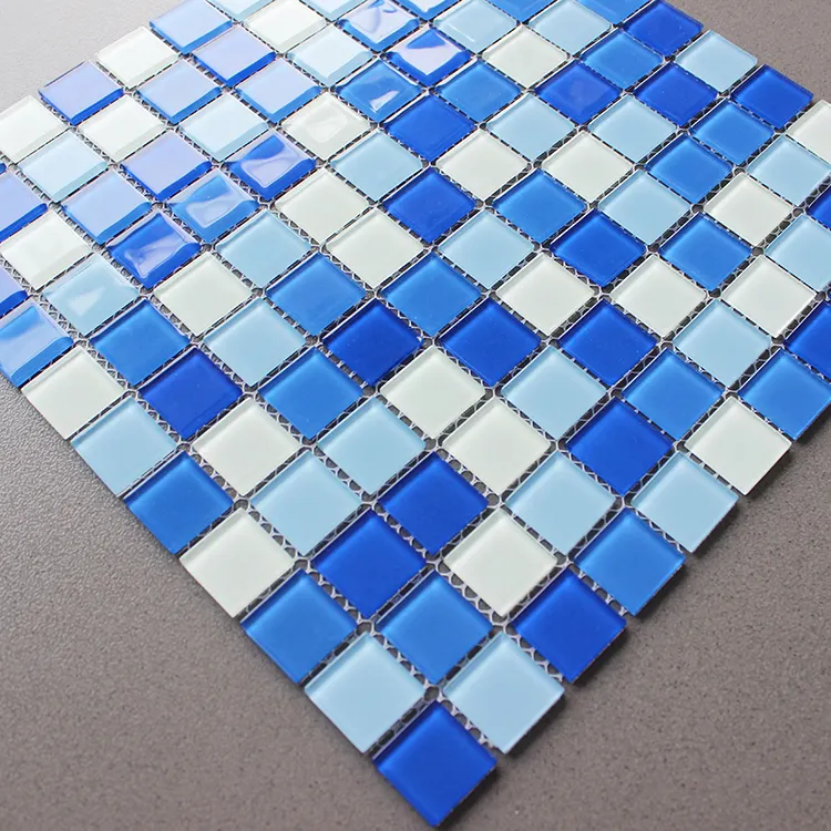 300x300 синий белый цвет мозаика стеклянная плитка Oustide плитка стеклянная мозаика бассейн плитка для открытого бассейна